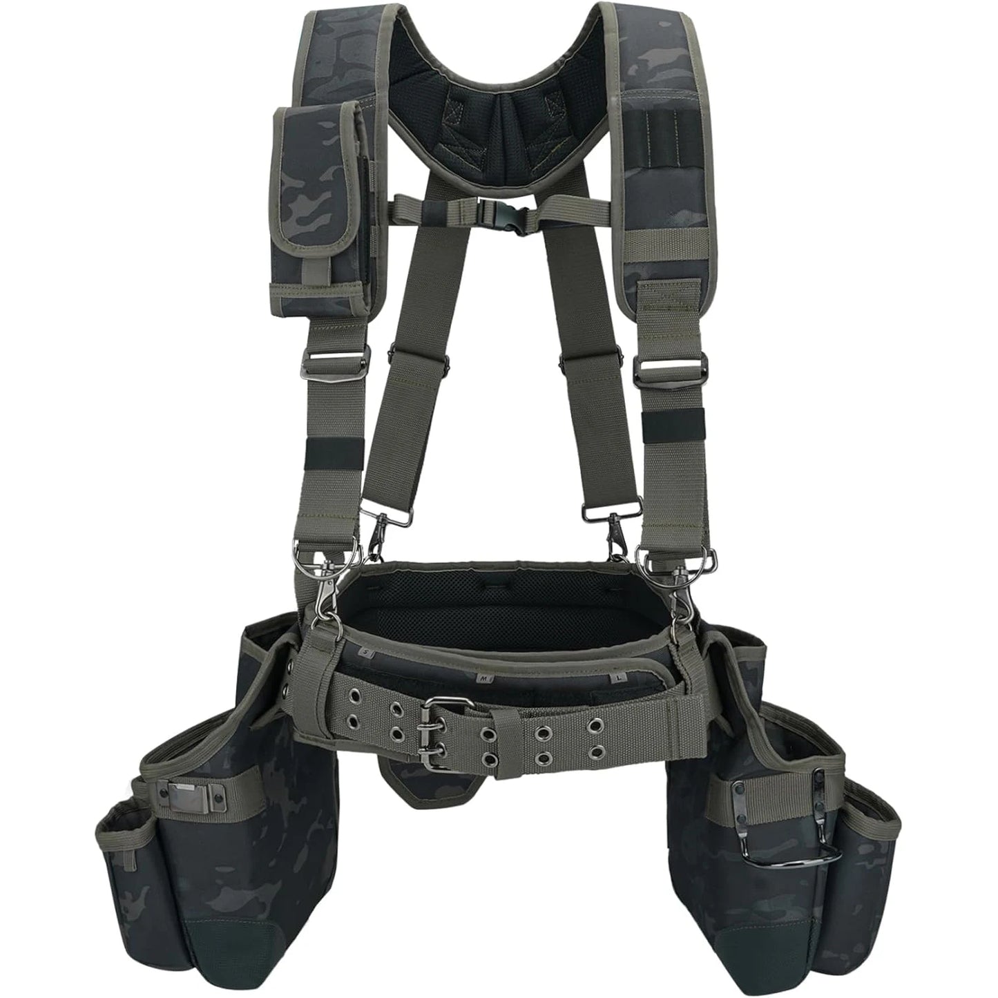 Camo Tool Belt with Suspenders Camouflage Tool Bag Supenders Framers Comb Apron Tool Belt