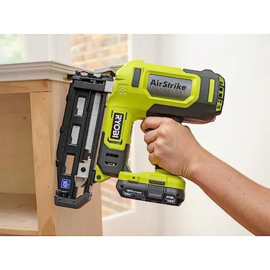 18V 16-Gauge Cordless AirStrike Finish Nailer Tool Only P326 Green - Ideal for Precision Trim and Molding Installati