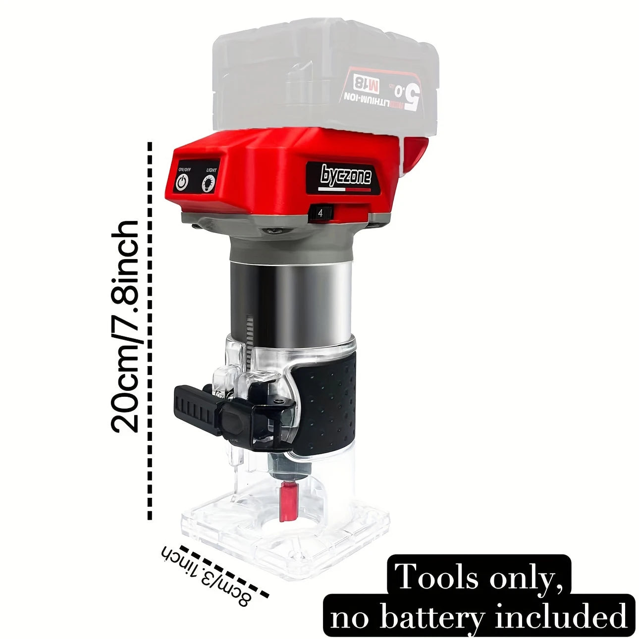 800W Cordless Wood Router Compatible With Milwaukee 18V Battery, 30000 RPM Brushless Motor Router Attach 12 PCS 1/4" Router Bits