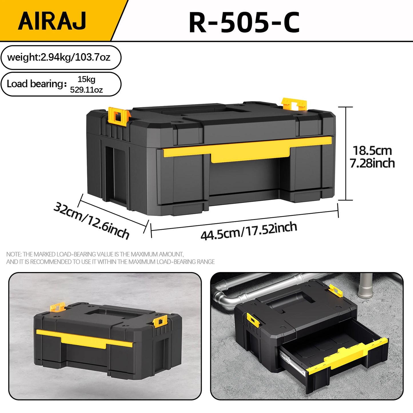 AIRAJ MultiFunctional Tier Stackable Rolling Plastic Portable Folding Tool Storage Box ,