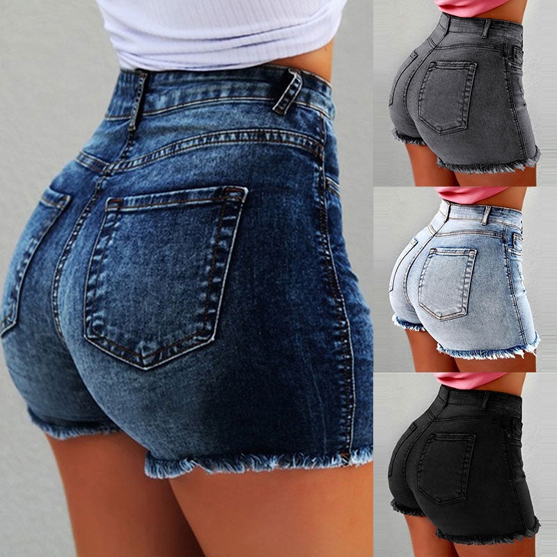 Women's Denim Shorts Tassel Ripped High Waist Hot Pants Hot Pants