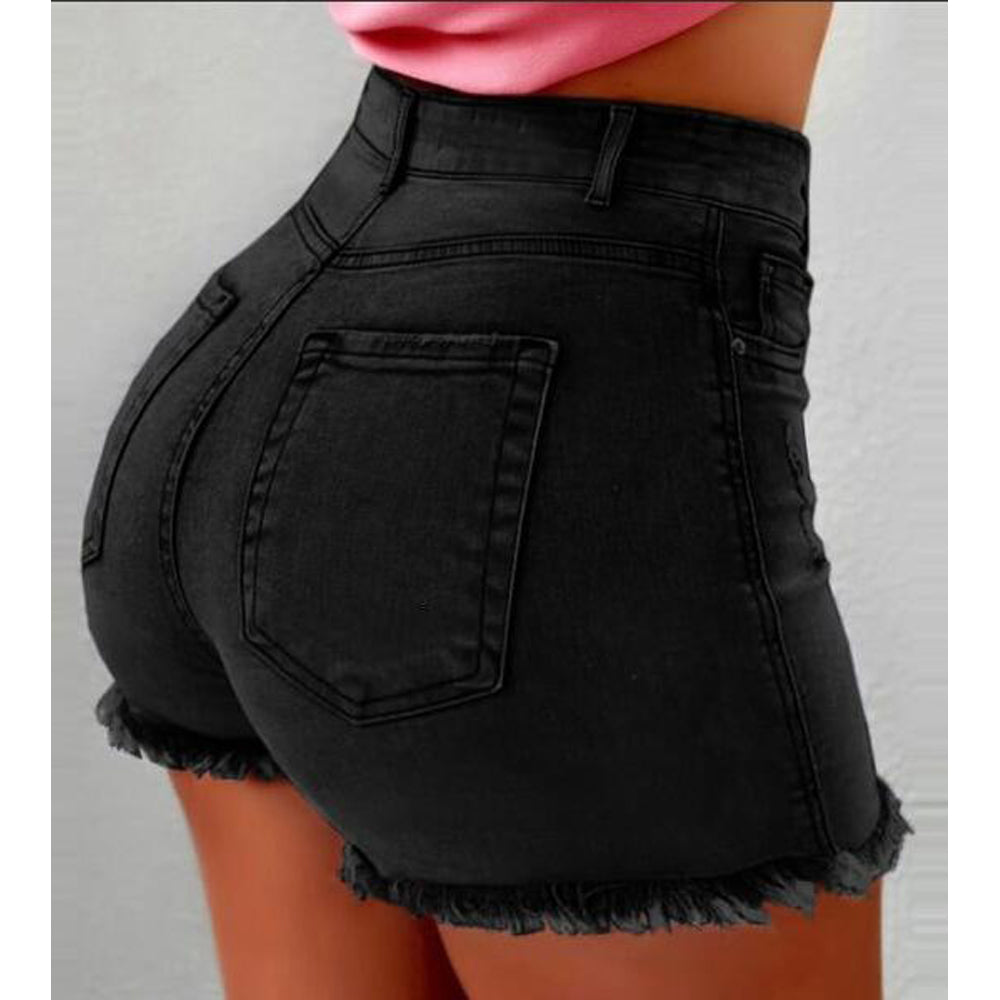 Women's Denim Shorts Tassel Ripped High Waist Hot Pants Hot Pants