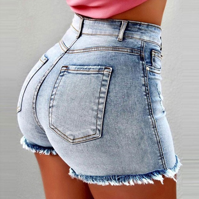 Women's Denim Shorts Tassel Ripped High Waist Hot Pants Hot Pants