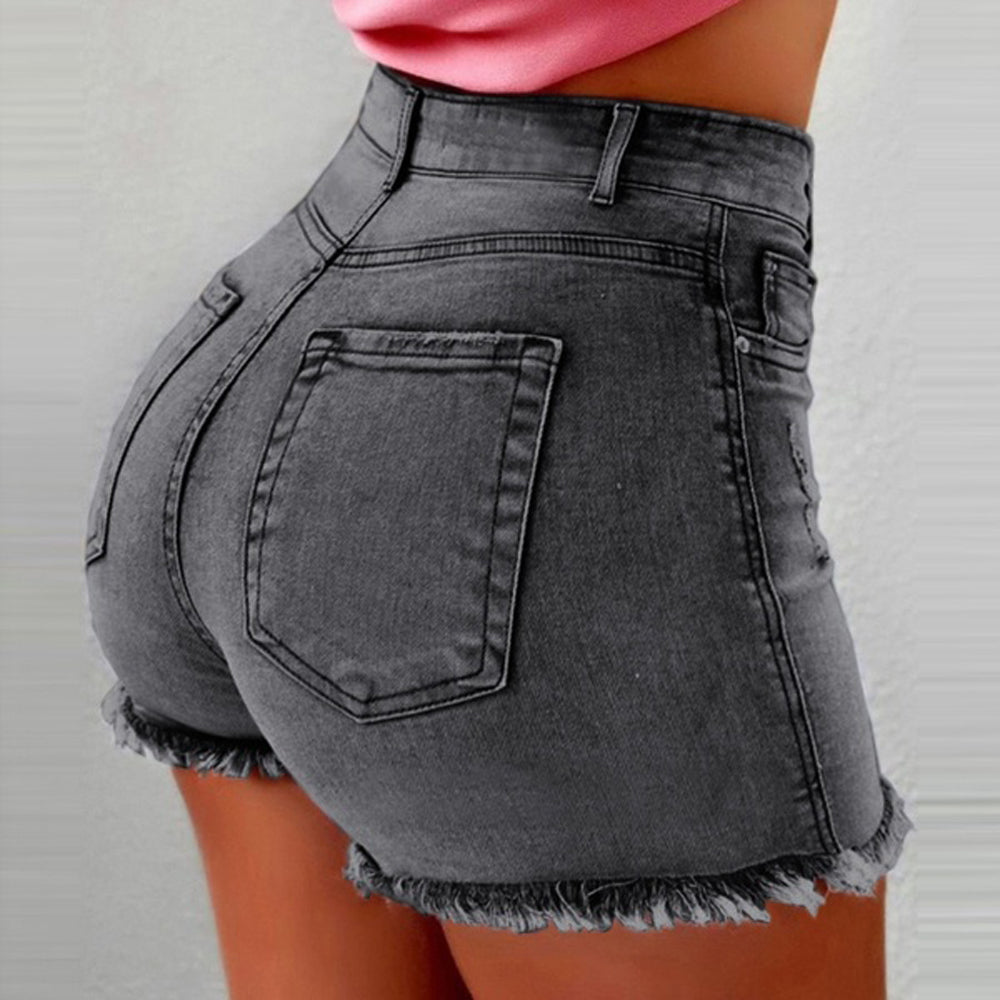 Women's Denim Shorts Tassel Ripped High Waist Hot Pants Hot Pants