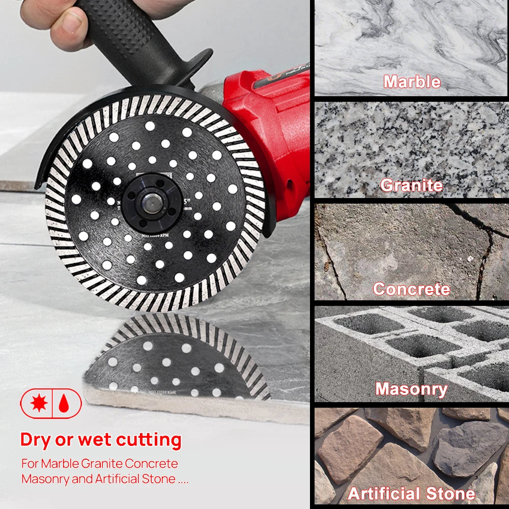 DT-DIATOOL Diamond Saw Blade 150mm for Granite Marble Block Diamond Cutting Disc with Turbo Cutter Heads and Multiple Holes