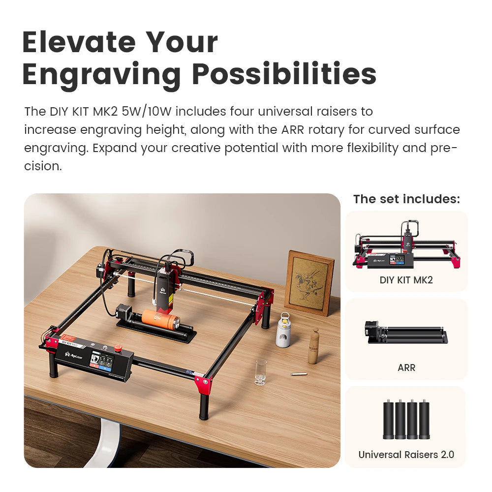 AlgoLaser DIY KIT MK2 10W AlgoOS Laser Engraver DIY Precision 12000 RPM with Limit Switch Multi-Functional Gift Engraving Tool