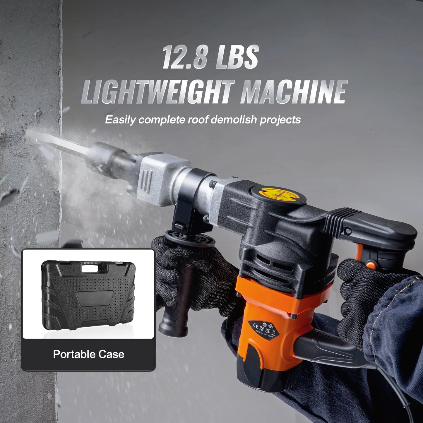 SucceBuy 1400 W Demolition Jack Hammer Electric Jackhammer Heavy Duty 2900 BPM Concrete Breaker 2 pcs Chisels Bits Chipping