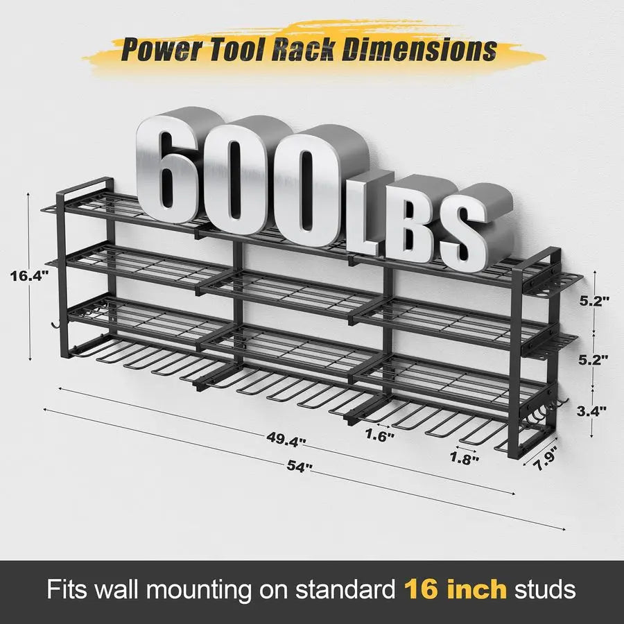 49.4 Large Power Tool Organizer Wall Mount, 4Tier Tool Storage Rack with 12 Drill Holders