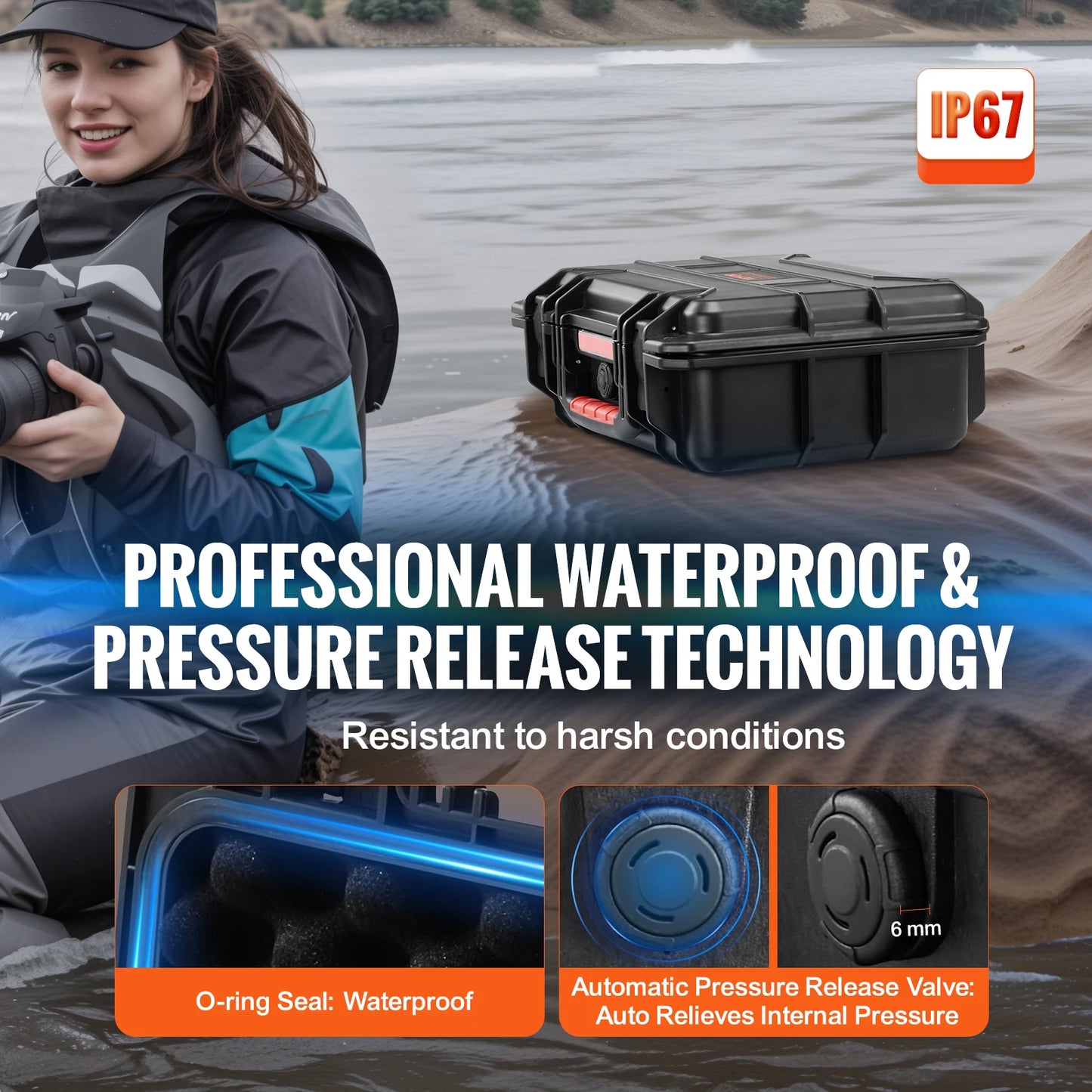 VEVOR IP67 Weatherproof Hard Case Heavy Duty Protective