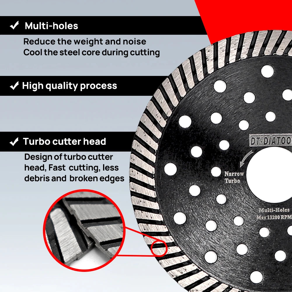 DT-DIATOOL Diamond Saw Blade 150mm for Granite Marble Block Diamond Cutting Disc with Turbo Cutter Heads and Multiple Holes