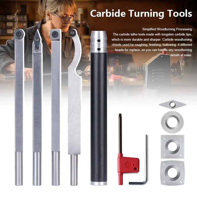 XCAN Woodturning Tool Wood Turning Lathe Chisel for Woodworking Rougher Finisher  Hollower Parting Tools Carbide Cutters