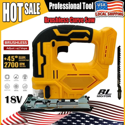 Fit Dewalt 2700RPM Brushless Curve Saw 18V Cordless Electric Jig Saw Portable Multifunction Adjustable Woodworking Power Tool