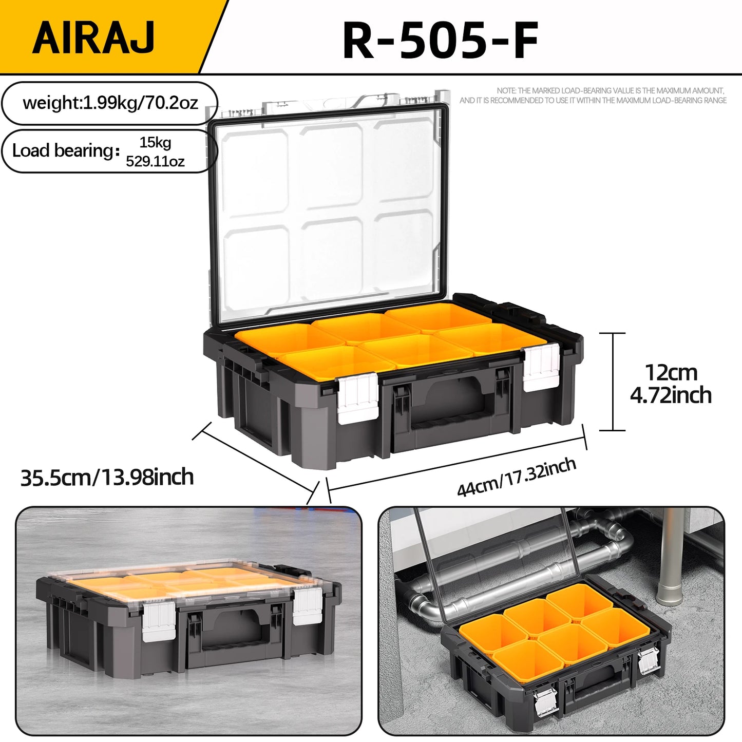 AIRAJ MultiFunctional Tier Stackable Rolling Plastic Portable Folding Tool Storage Box ,