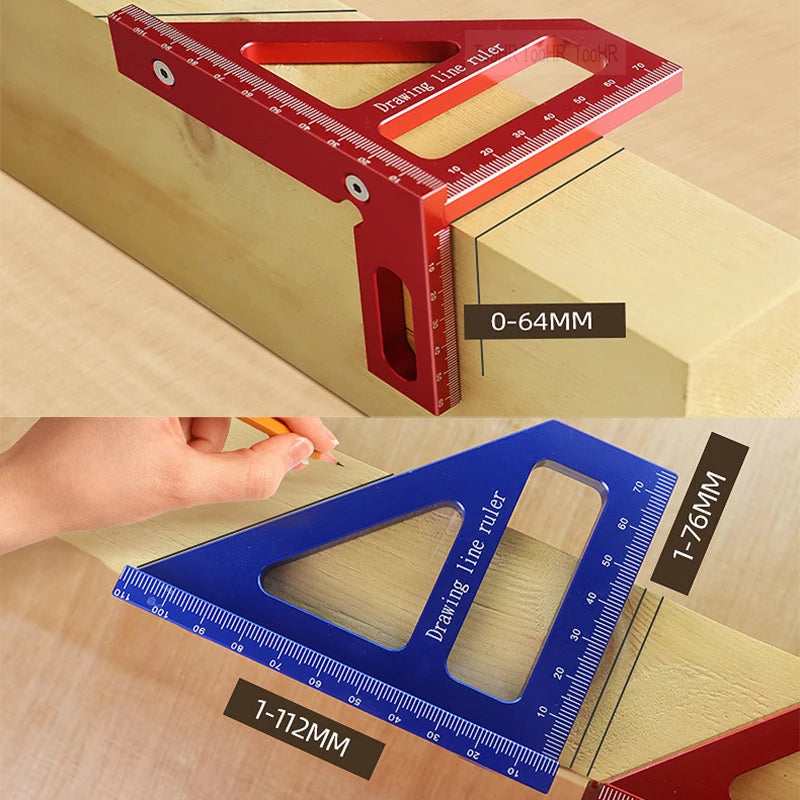 Woodworking Square Protractor Aluminum Alloy Miter Triangle Ruler
