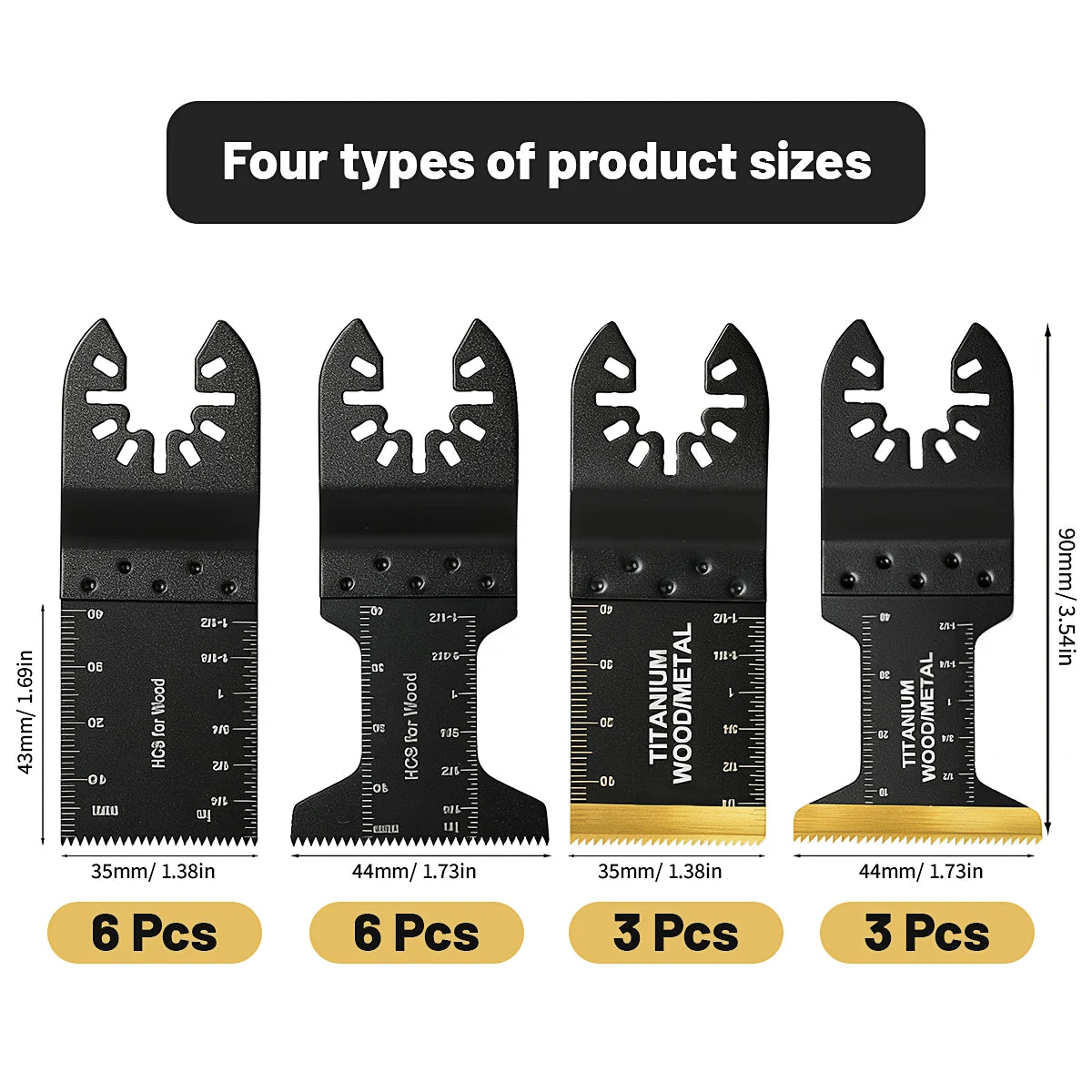 18pcs Titanium Multi Tool Blades Universal Quick Release Oscillating Saw Blades for Cutting Metal Nails Wood or Plastic