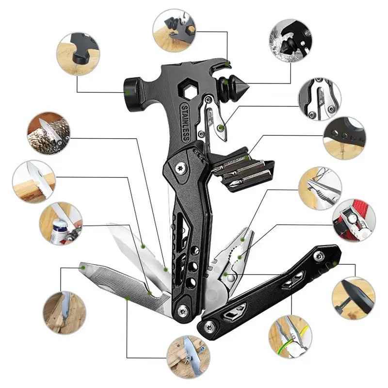 Car Safety Hammer Seat Belt Cutter Hammer Safety Hammer Multipurpose Folding Car Glass Breaker Survival Gear Escape Tool For Car