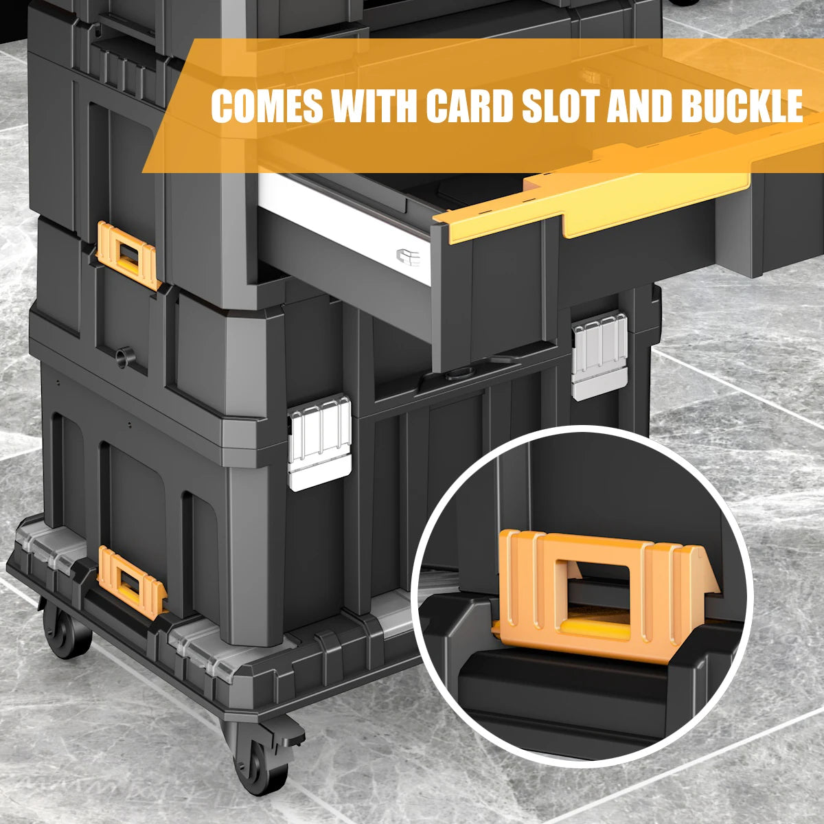 AIRAJ MultiFunctional Tier Stackable Rolling Plastic Portable Folding Tool Storage Box ,