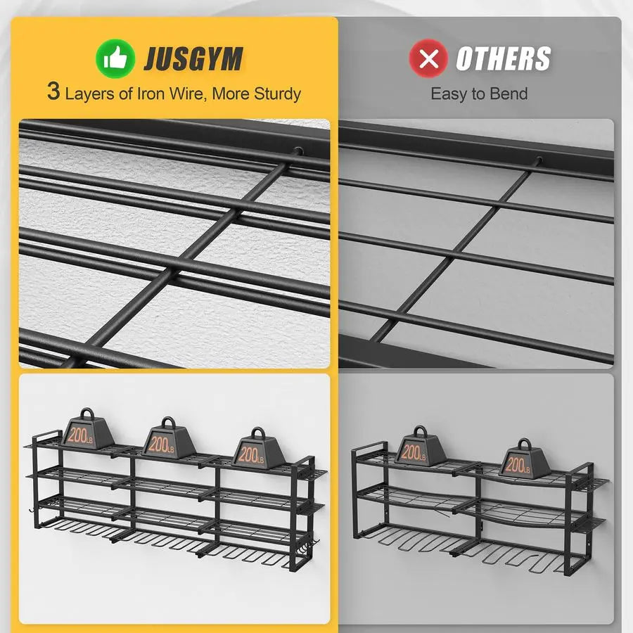 49.4 Large Power Tool Organizer Wall Mount, 4Tier Tool Storage Rack with 12 Drill Holders
