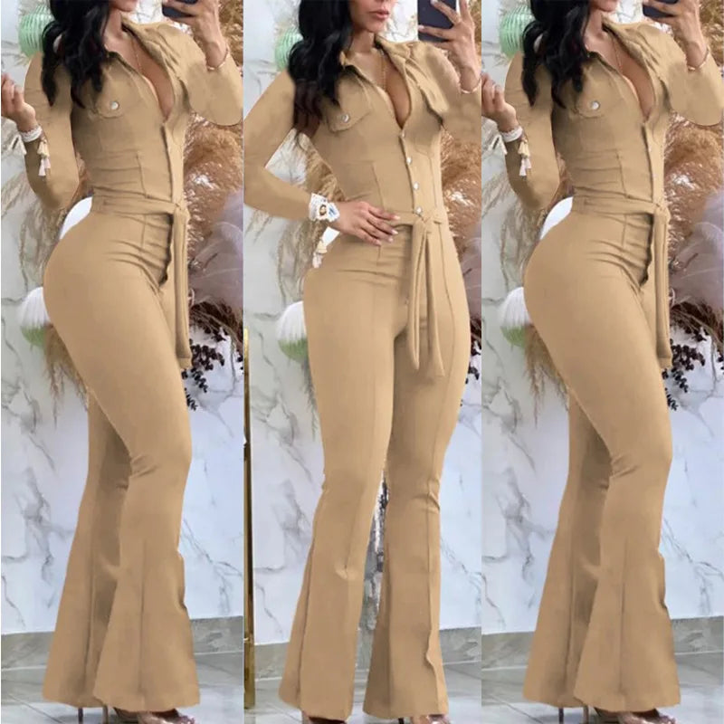 Jumpsuit Women Autumn Fashion Button