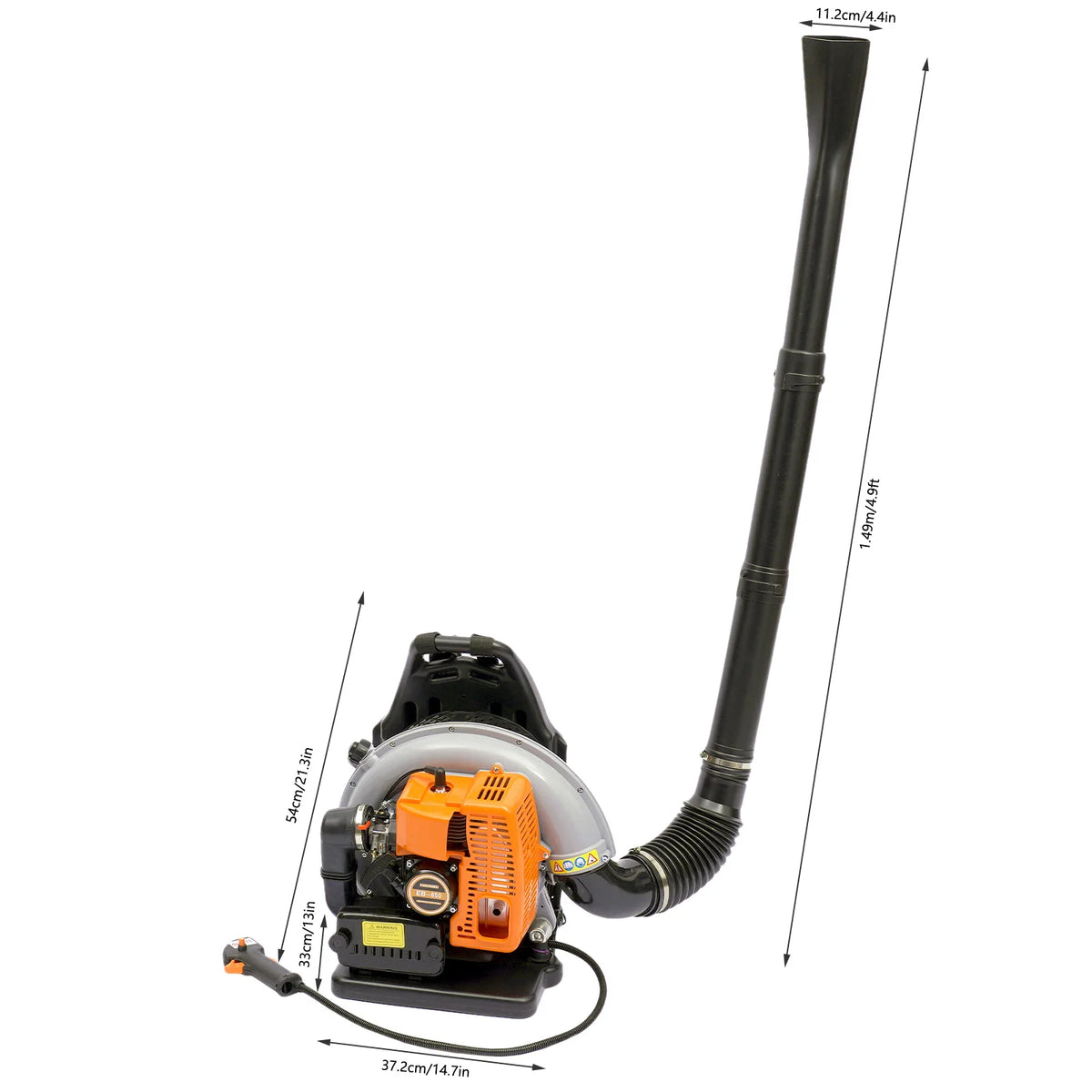 63CC Gas Powered Backpack Leaf Blower – 850 CFM, 4.3 HP Commercial Lawn & Yard Blower