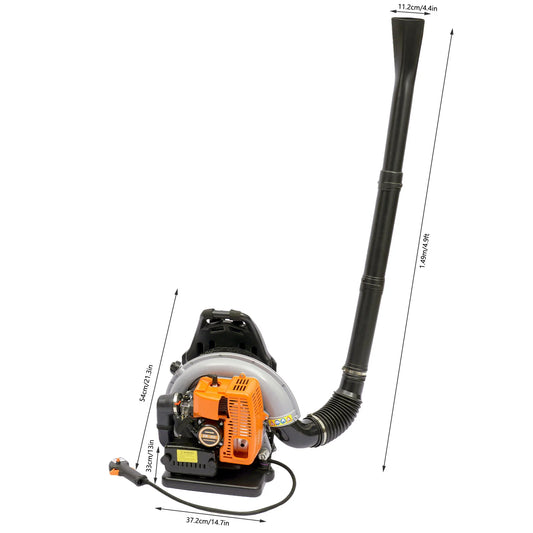63CC Gas Powered Backpack Leaf Blower – 850 CFM, 4.3 HP Commercial Lawn & Yard Blower