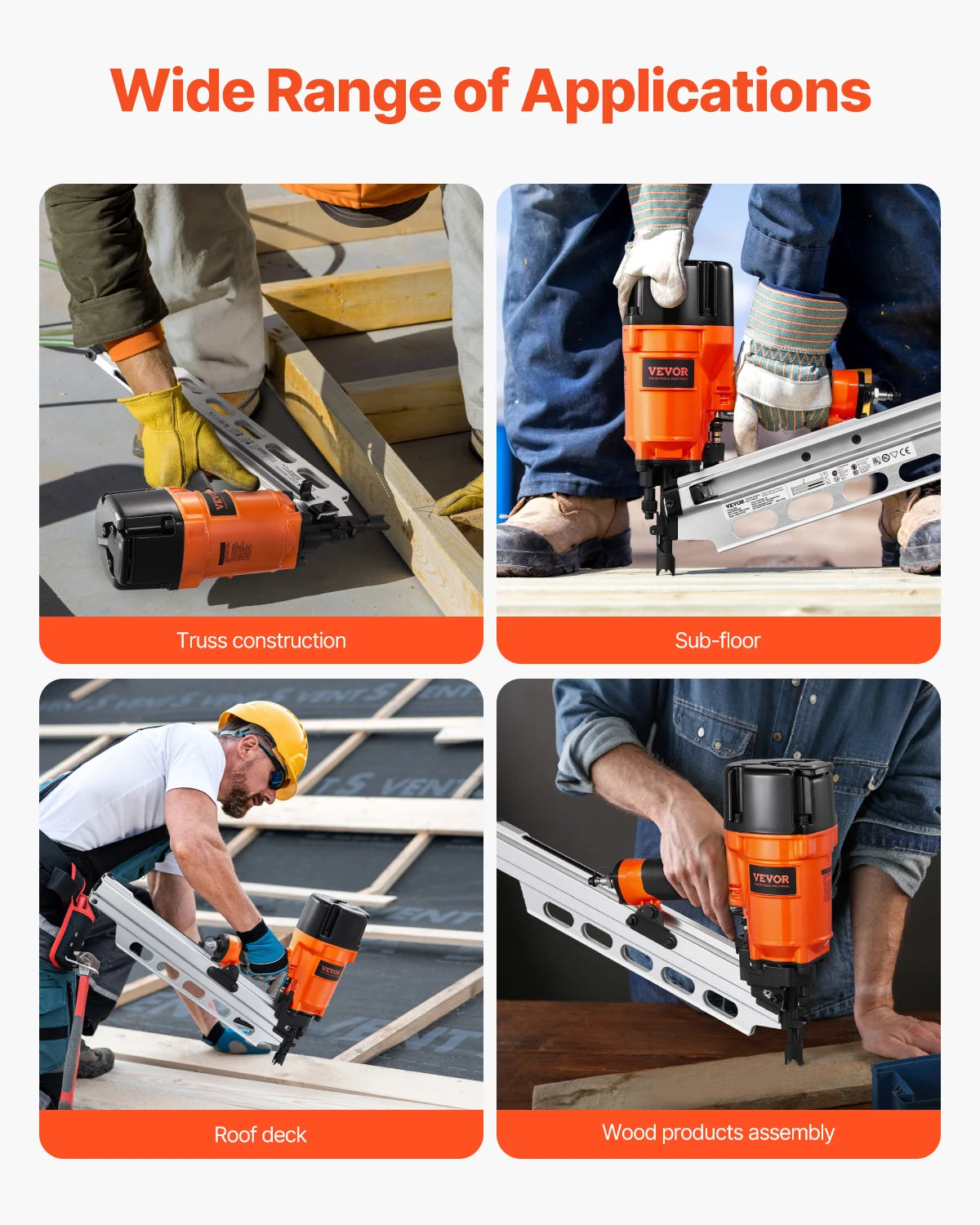 VEVOR Pneumatic Air Nail Gun Framing Nailer 50 to 90 mm Framing Nailer with Dual Trigger Mode 80-120PSI Air Nail Gun for Decking