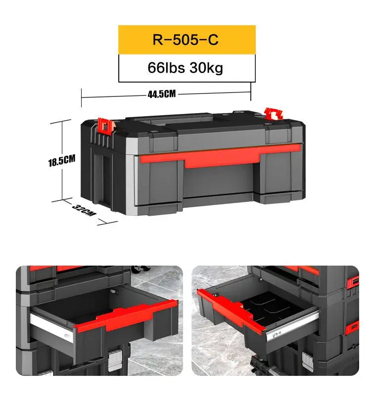 Delixi Electrical Appliances. For sale separately. Stackable roller tool box,