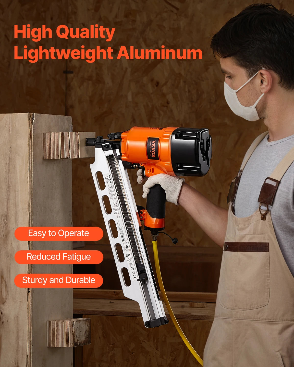 VEVOR Pneumatic Air Nail Gun Framing Nailer 50 to 90 mm Framing Nailer with Dual Trigger Mode 80-120PSI Air Nail Gun for Decking