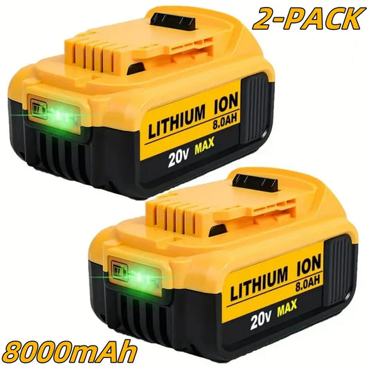 2Pack 20V 8.0Ah Replacement Battery Compatible For Dewalt 20V MAX Battery DCB200 DCB204 DCB206 DCB206-2 DCB201 DCB203 DCB181 DCB