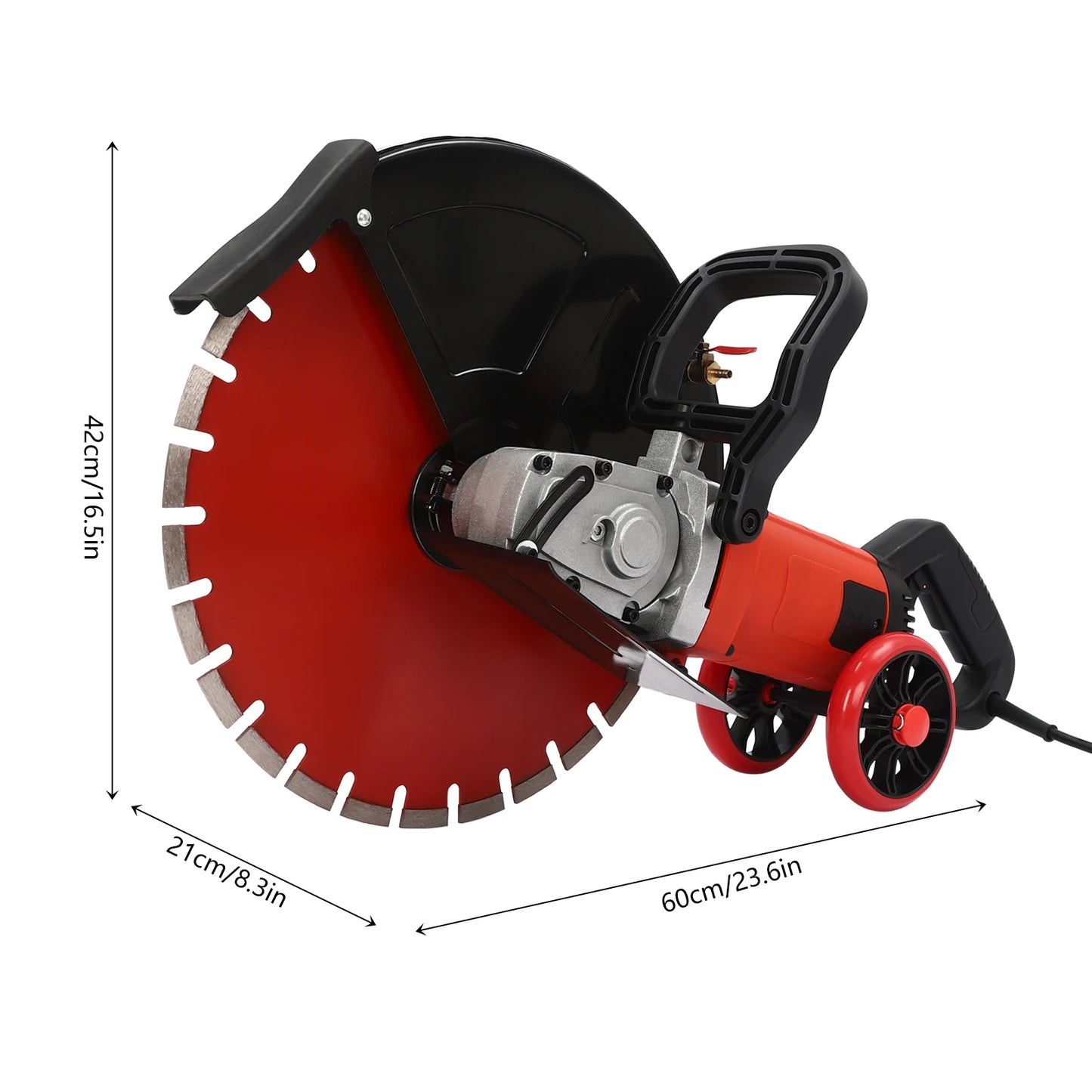 16in 4000W Electric Concrete Saw Brick Cutter Circular Saw Wall Slotting Groving w\Saw Blade and Rolling Pulley