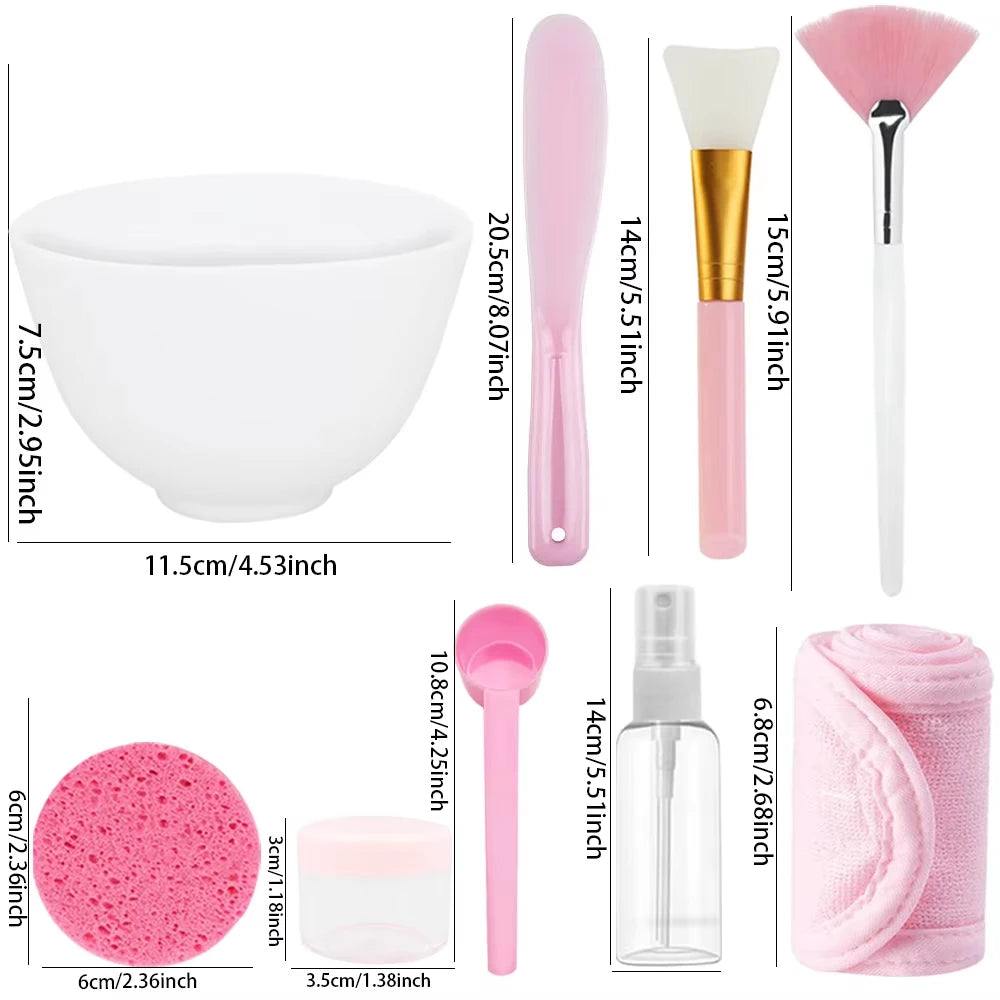 15PCS Face Skin Care Set Facemask Mixing Bowl Tools Silicone DIY Mud Clay Facial Mask With Make up Brushs Sponge Beauty Tools