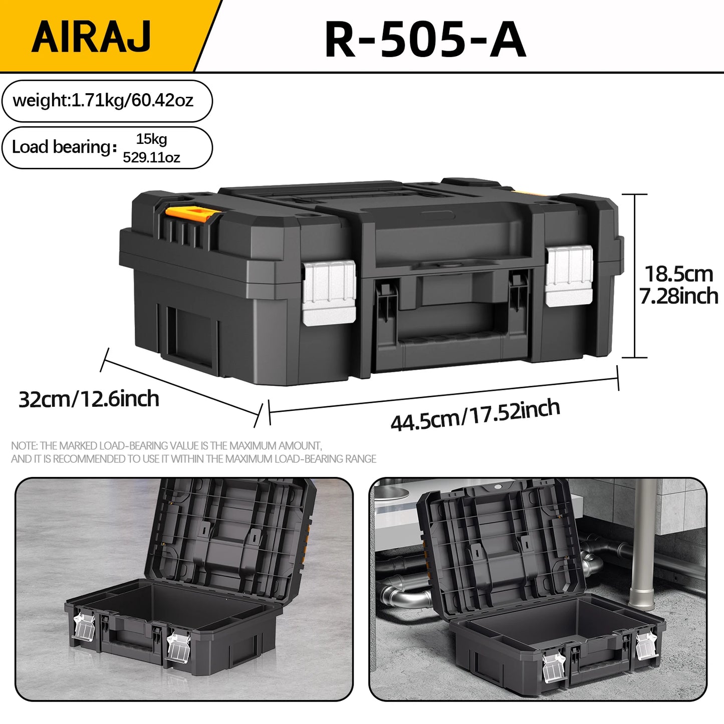 AIRAJ MultiFunctional Tier Stackable Rolling Plastic Portable Folding Tool Storage Box ,