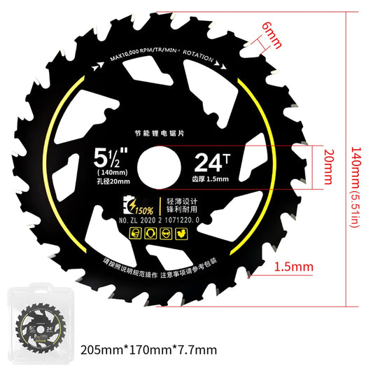 5.5 Inch Lithium Saw Blades Wear Resist Alloy Circular Saw Blade Multi-Purpose Wood Cutting Saw Blades for Hardwood Plywood OSB