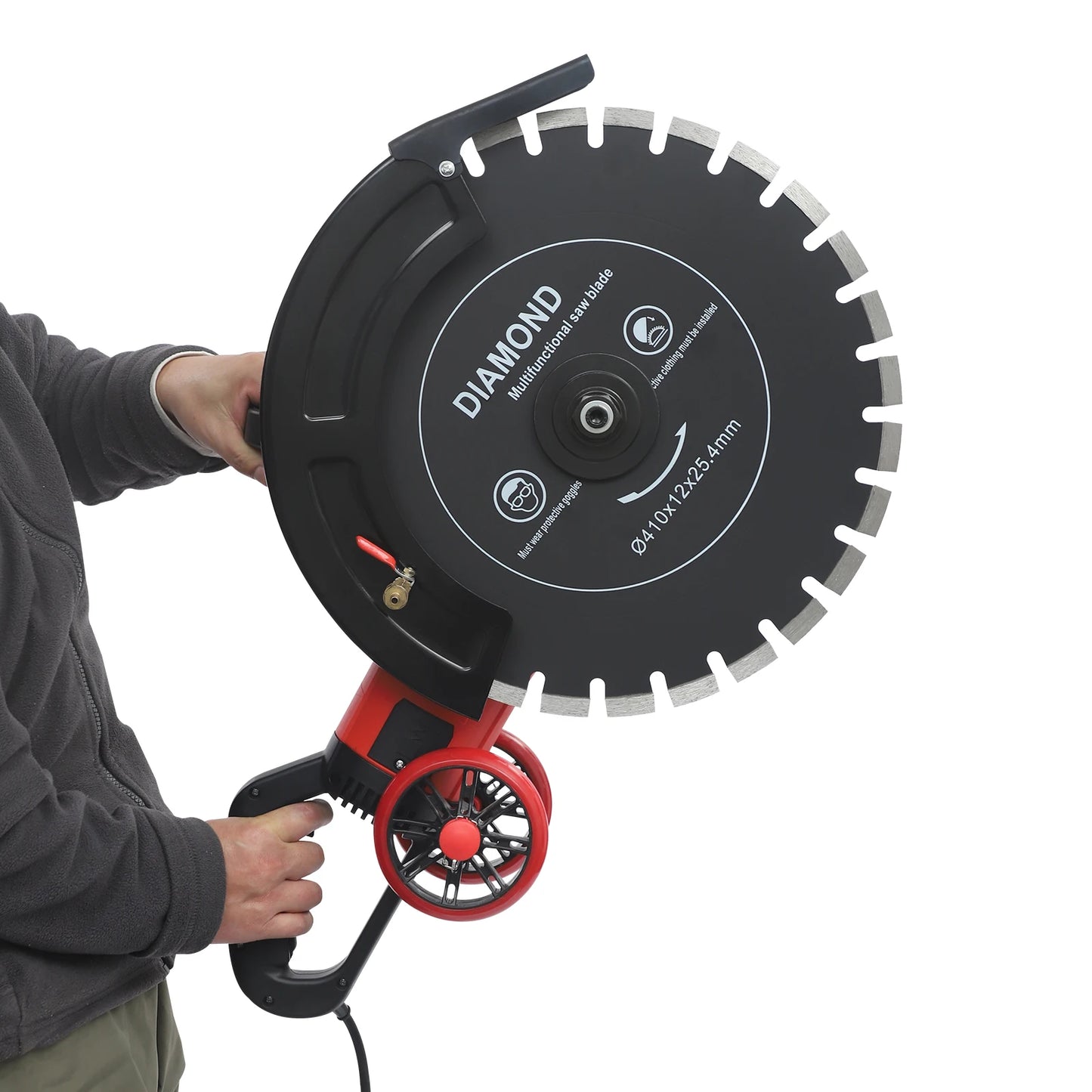 16in 4000W Electric Concrete Saw Brick Cutter Circular Saw Wall Slotting Groving w\Saw Blade and Rolling Pulley