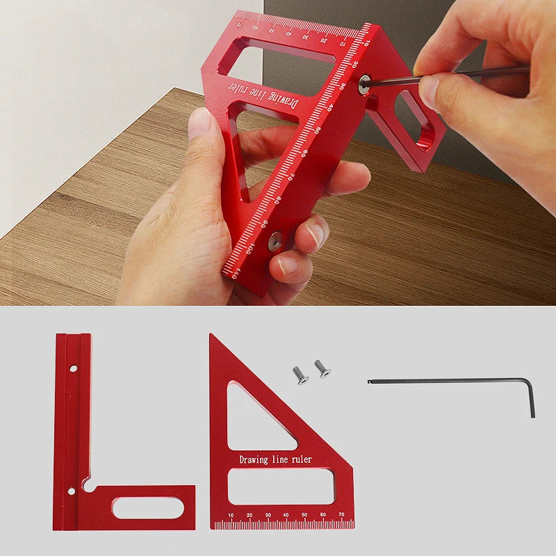 Woodworking Square Protractor Aluminum Alloy Miter Triangle Ruler