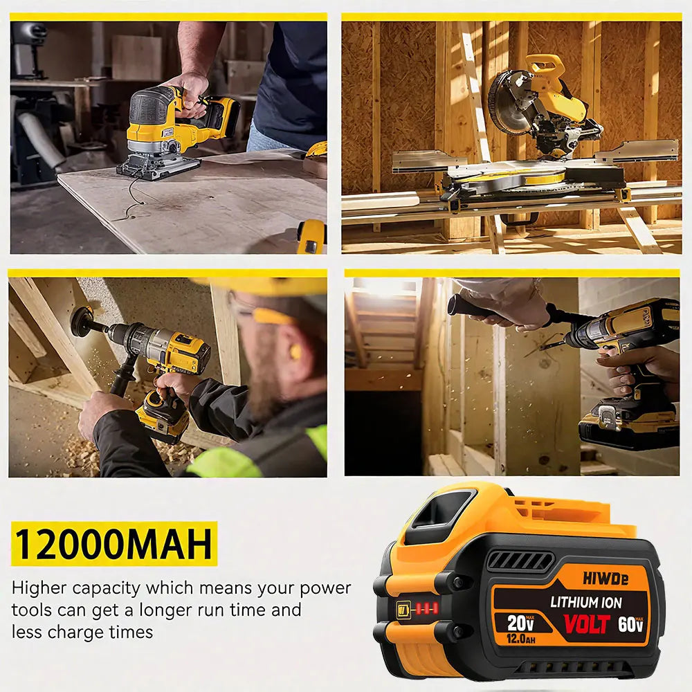 1/2/3/4/5/6 Pack For DEWALT 20V/60V Battery 12AH Rechargeable