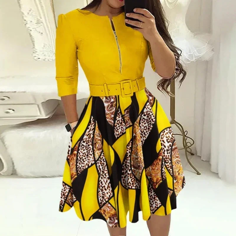 Fashion Women Patchwork A-line Dresses