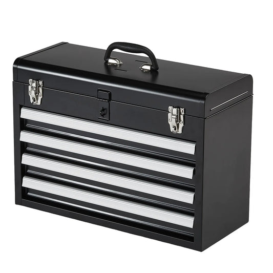 SucceBuy 20.5in Metal Tool Box Portable 4-Drawers Tool Chest with Drawers