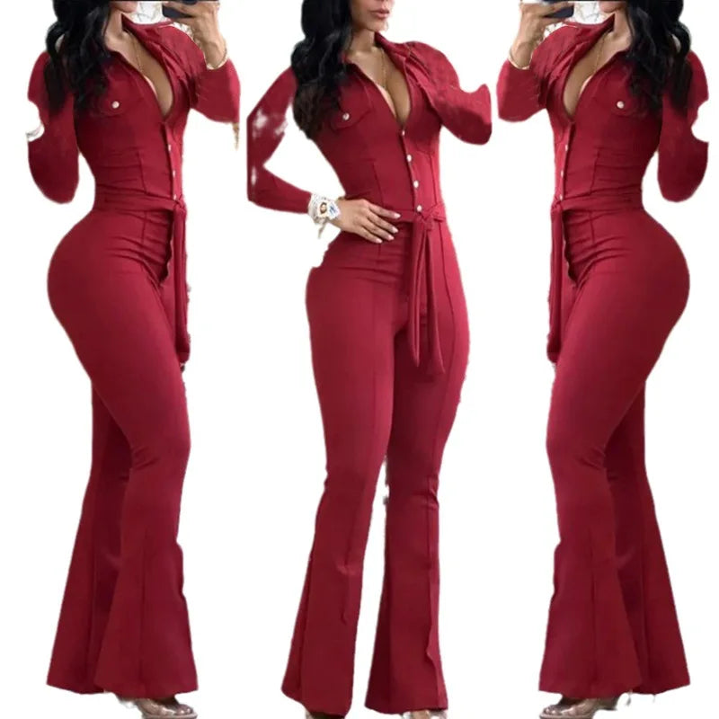 Jumpsuit Women Autumn Fashion Button