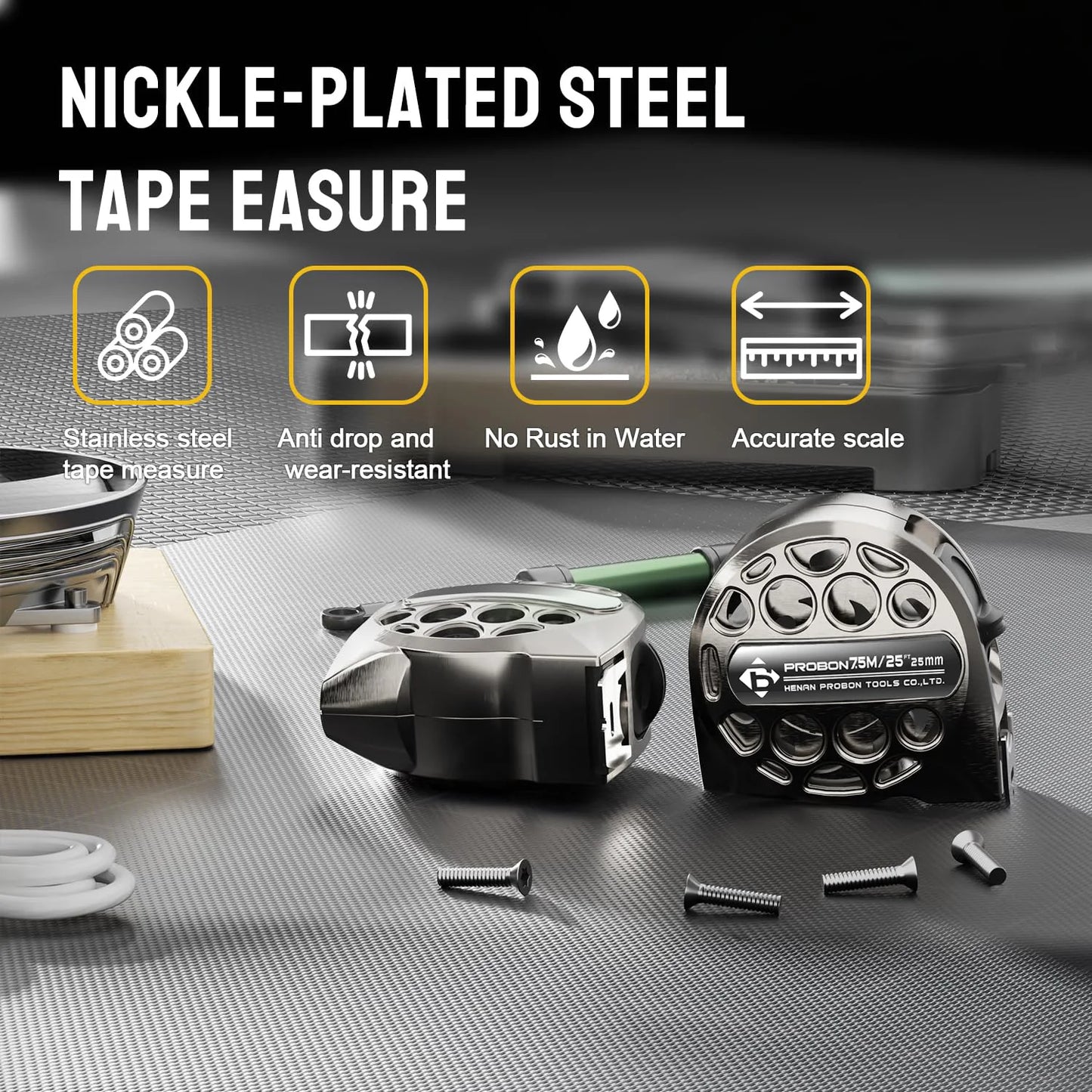 25Ft Stainless Steel Tape Measure,double-sided scale tape measure,Rust-resistant,wear-resistant. drop-resistant measuring tape