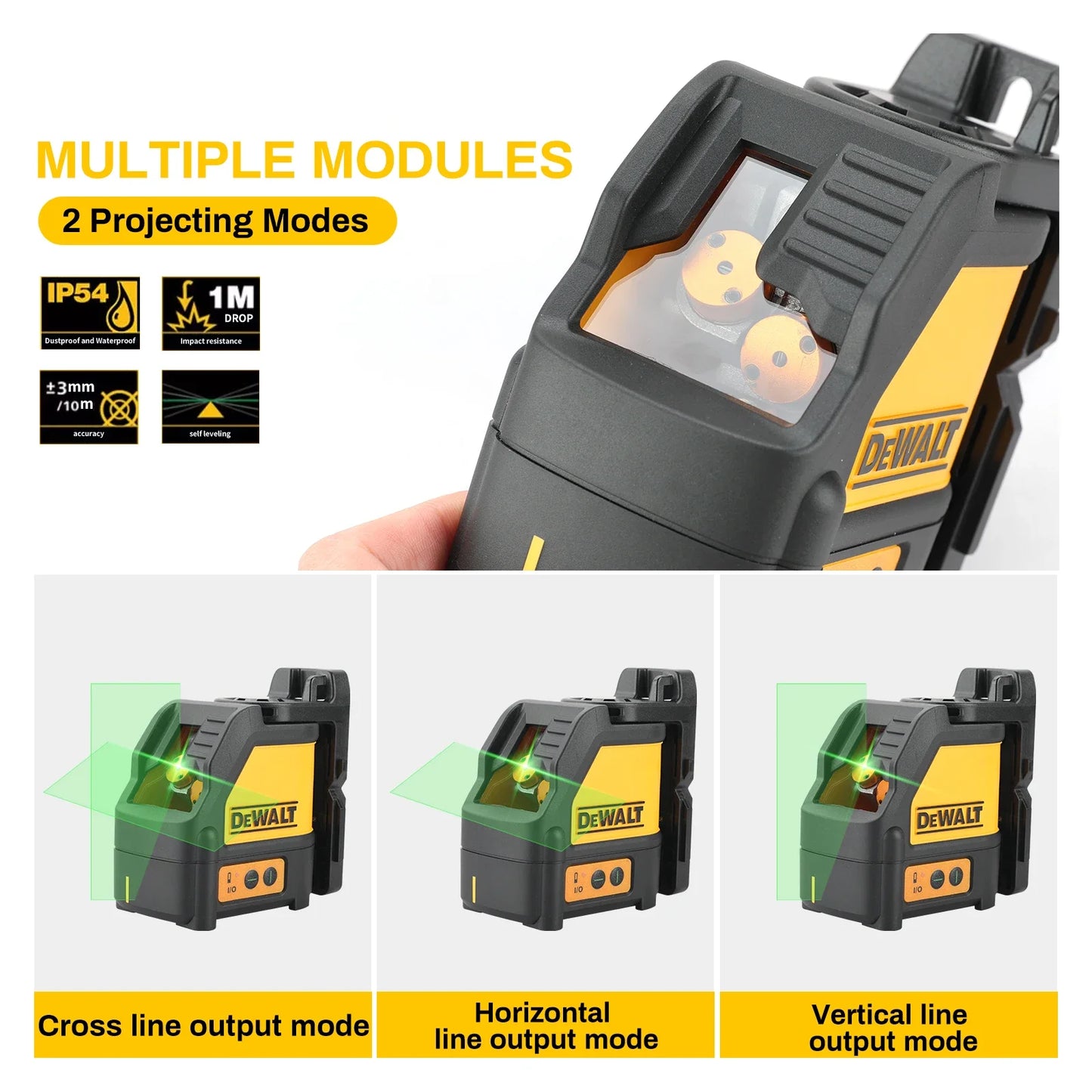 DEWALT DW088CG 2-Lines Laser Level Self Levelling Cross Line Green Beam Laser Horizontal Vertical Naked Tool