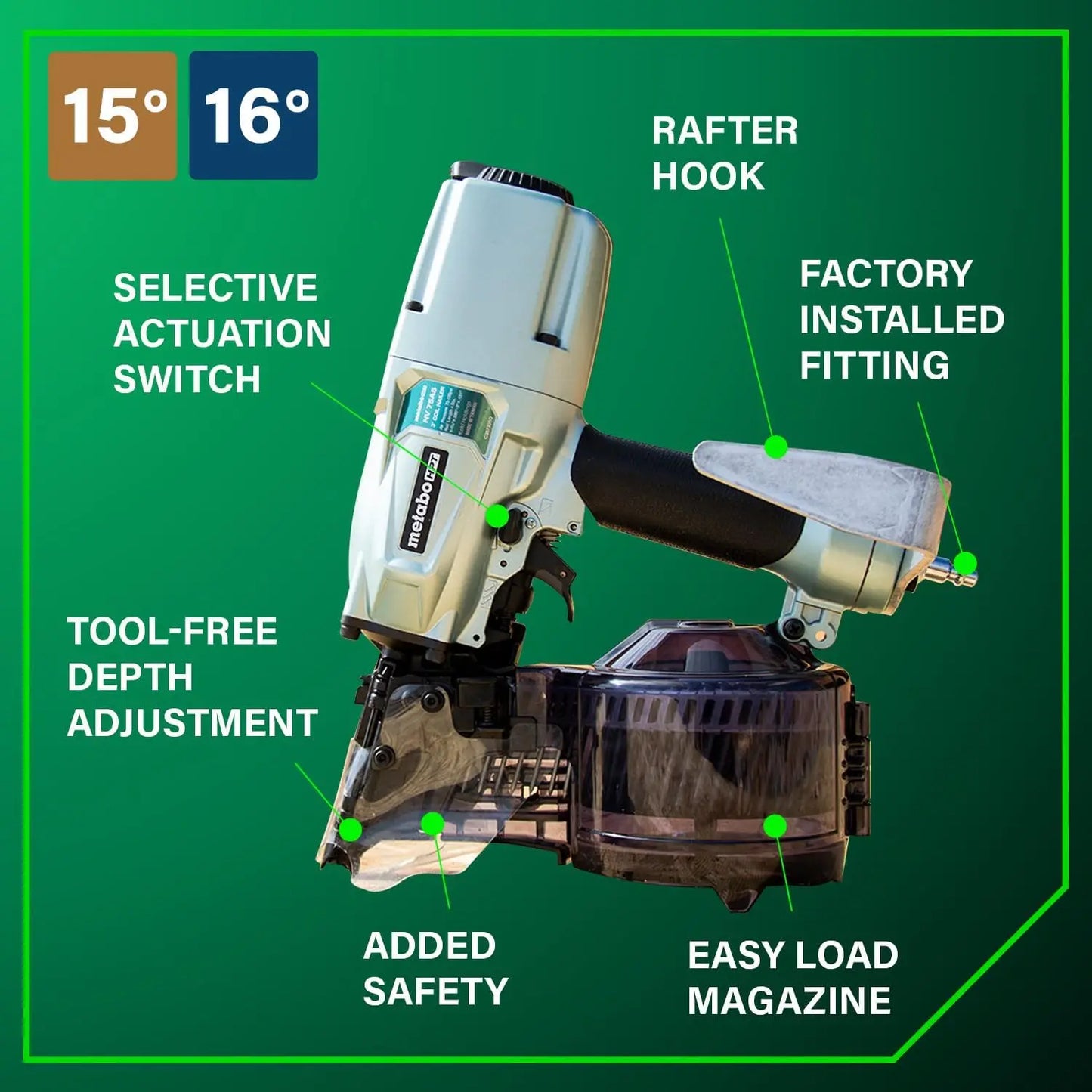 Metabo HPT Siding/Light Framing Coil Nailer, Pro-Preferred Pneumatic Power Nailers for Versatile Siding and Framing Tasks, Tool