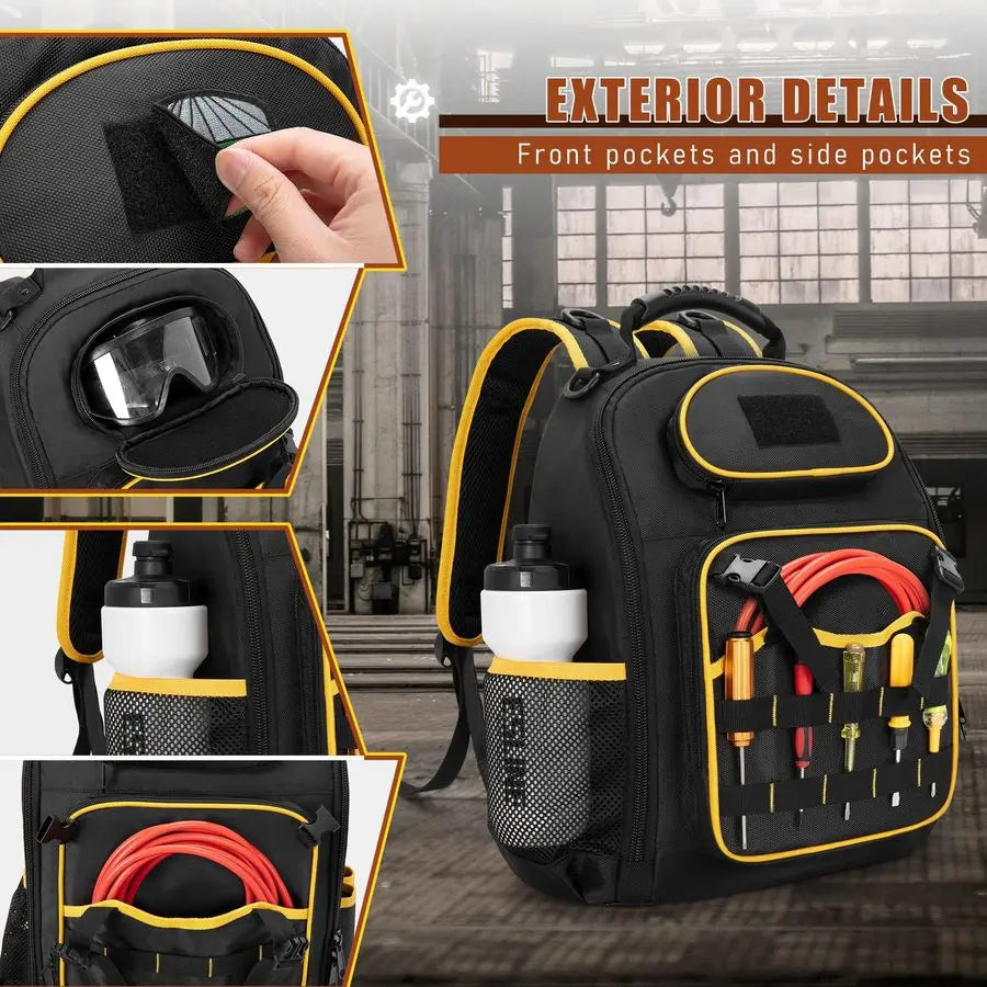 Backpack with a Tool Pouch, Heavy Duty Tool Bag with Multiple Pockets,