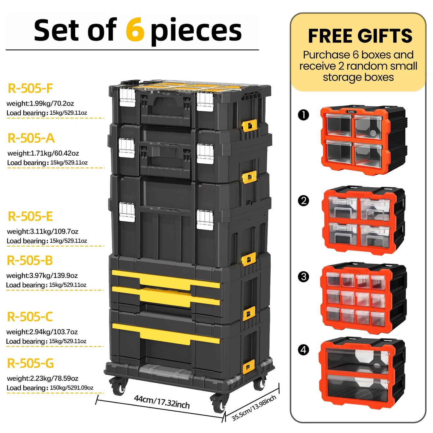 AIRAJ MultiFunctional Tier Stackable Rolling Plastic Portable Folding Tool Storage Box ,