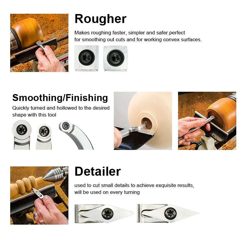 XCAN Woodturning Tool Wood Turning Lathe Chisel for Woodworking Rougher Finisher  Hollower Parting Tools Carbide Cutters
