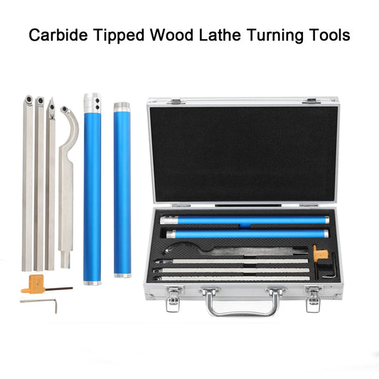 Woodturning Tool Set Carbide Inserts Cutter 6 in 1 Wood Turning Tools Swan Neck Aluminum Handle for Woodworking Lathe