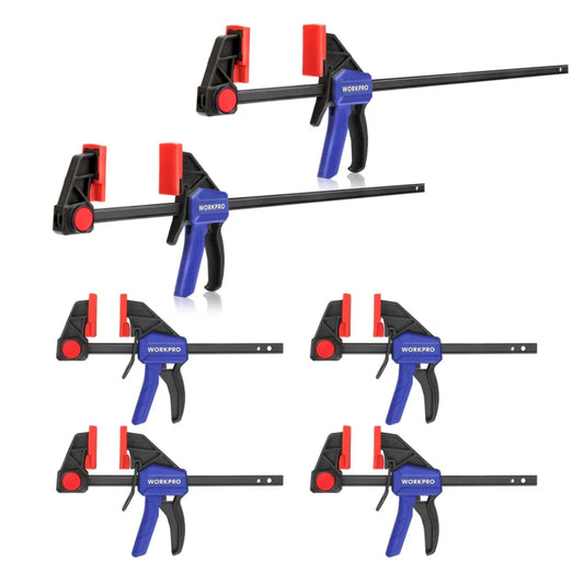WORKPRO Bar Clamps for Woodworking One-Handed Clamp/Spreader, 6-Inch and 12-Inch