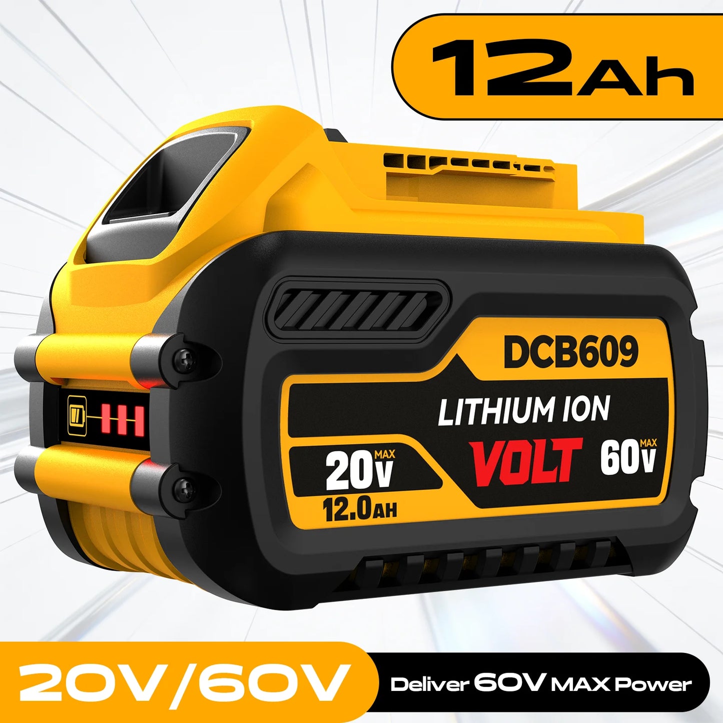 1/2/3/4/5/6 Pack For DEWALT 20V/60V Battery 12AH Rechargeable