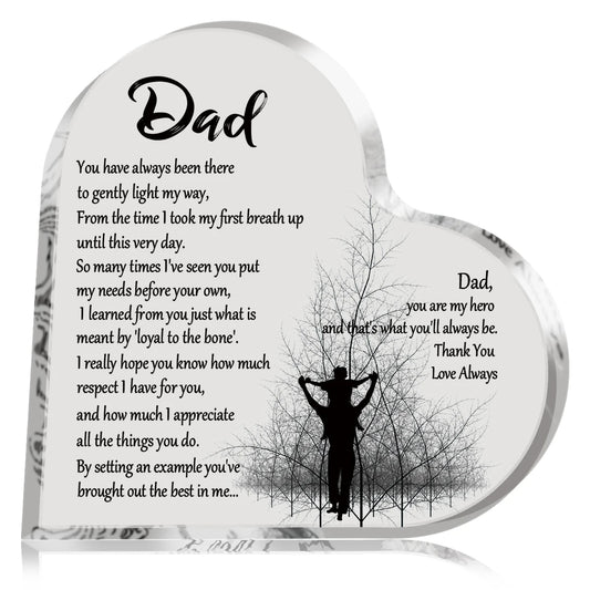 1-3PCS Heart Shape Acrylic Plaque for Dad Birthday Father's Day Thankful Quote Blessed Wish Memorial Keepsake Gift Thank you Dad