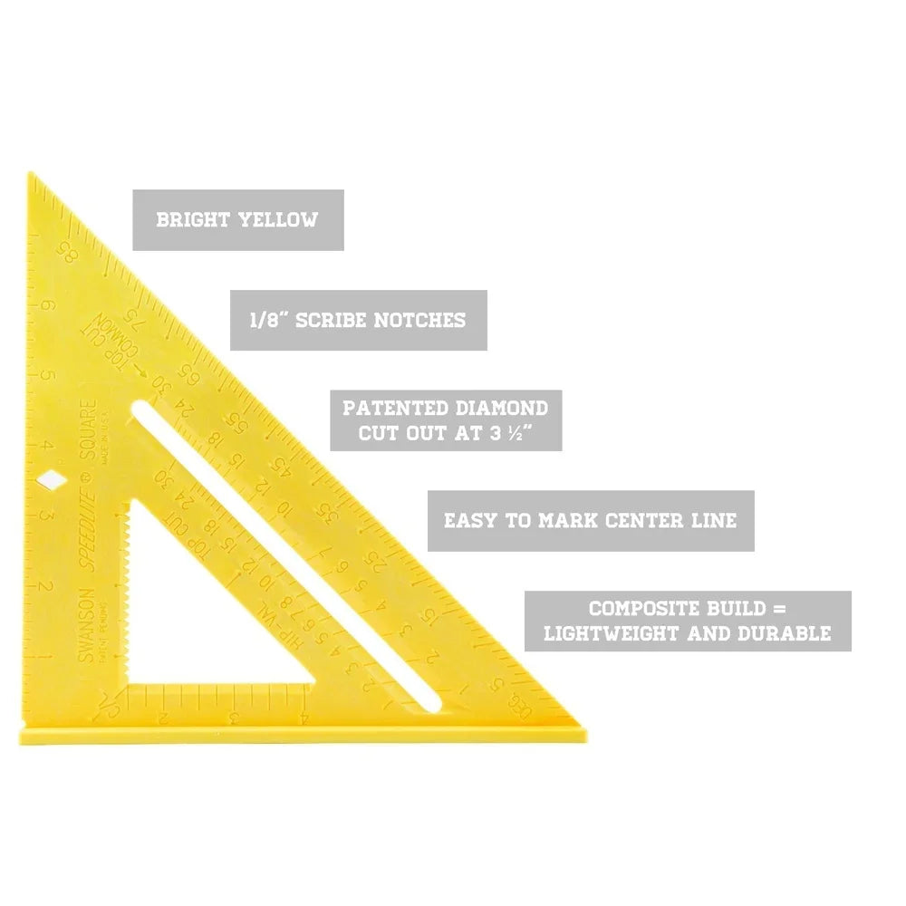 8 Inch Speed Square Rafter Triangle Tool Composite Durable Lightweight Easy Read Measurement Protractor Carpentry Scriber